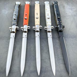 Du kommer att få 1 - Välj ett alternativ Total längd: 13 tum Bladlängd: 6" tum Bladmaterial: 440C rostfritt stål Bladstil: Bajonett Bladfinish: Satin/Light Mirror Inkluderar nylonslida med bältesögla