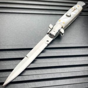 8,75" italiensk stiletto switch blade auto fickkniv-Vitt handtag med vitt blad